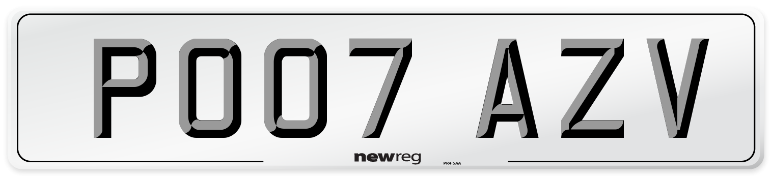 PO07 AZV Number Plate from New Reg